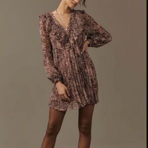 Anthropologie Pleated Ruffle Dress-M